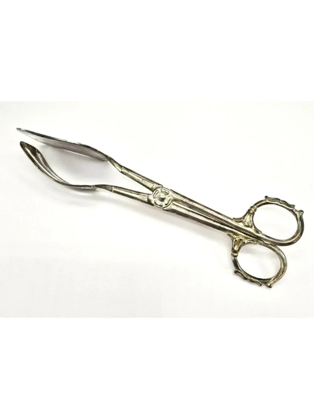 Vintage Taunton Italy Silver-Plated Pastry Tongs Scissor Style VL5061